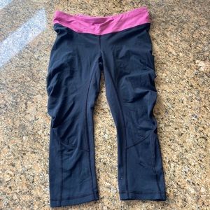 lululemon hot pink and black cropped leggings